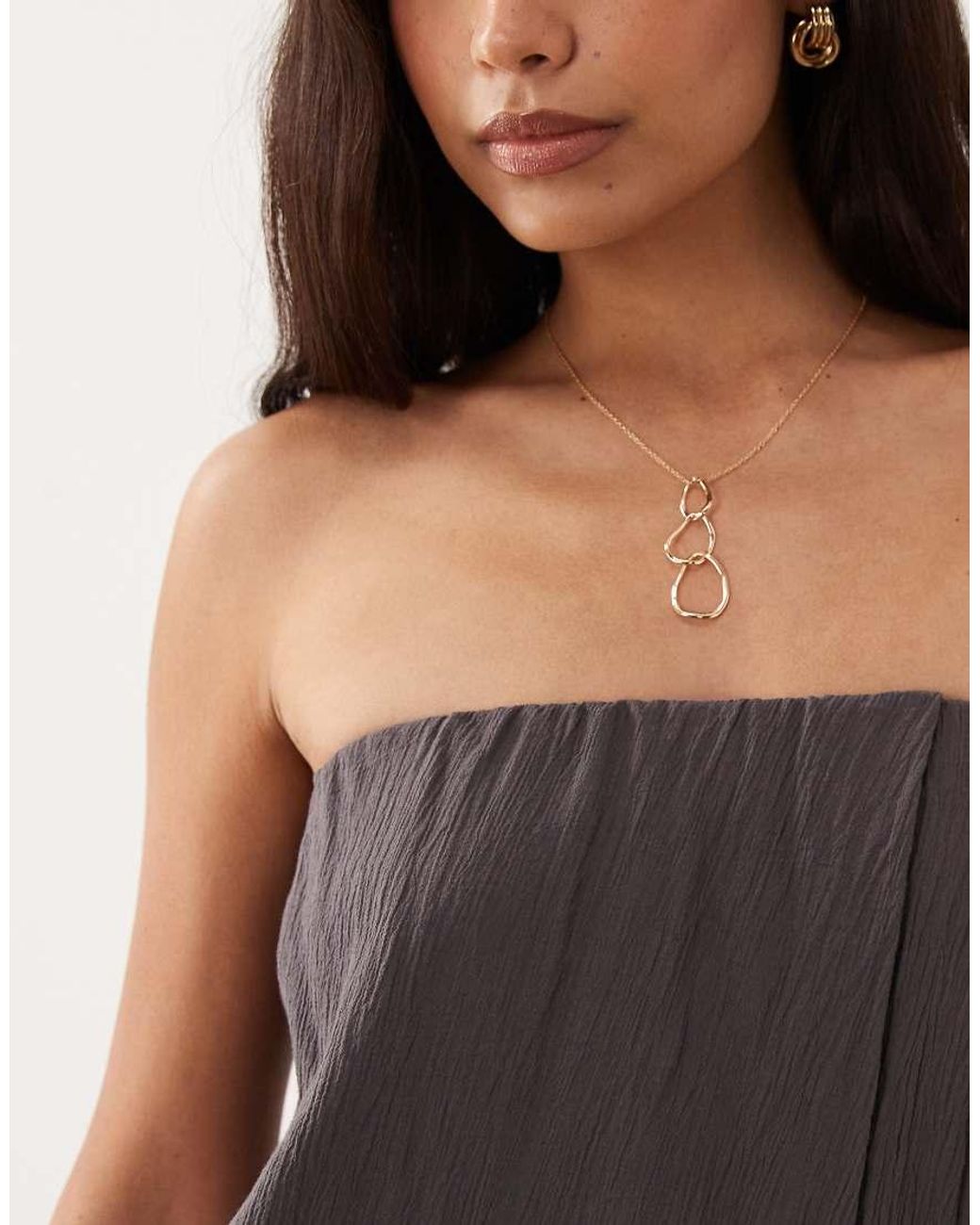 Muse Assembly Gray Fern Bandeau Asymetric Top Co-ord