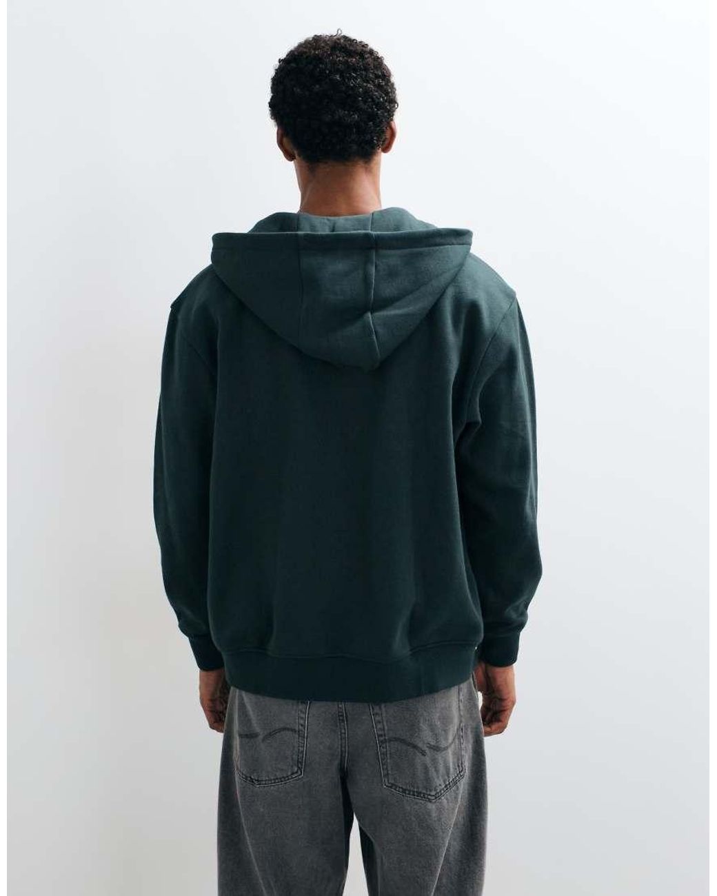Threadbare Green Zip Through Relaxed Fit Hoodie for men