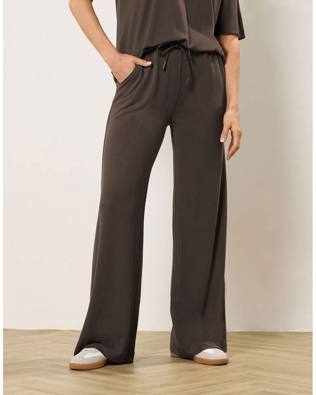 Long Tall Sally Brown Premium Wide Leg Trousers