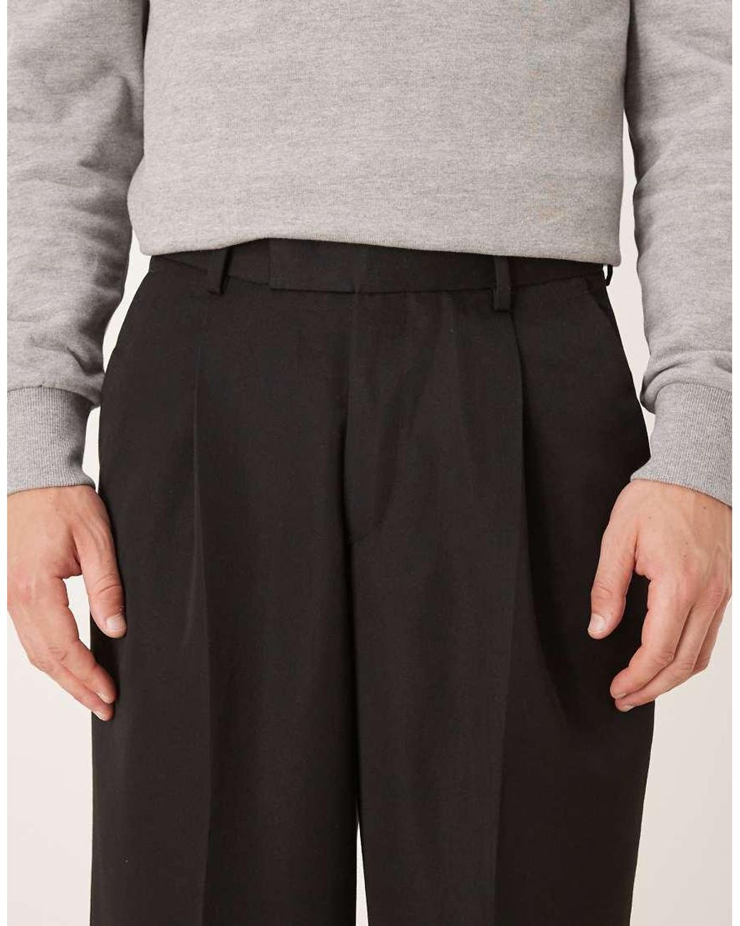 ASOS Black Smart Pleated Loose Leg Pants for men