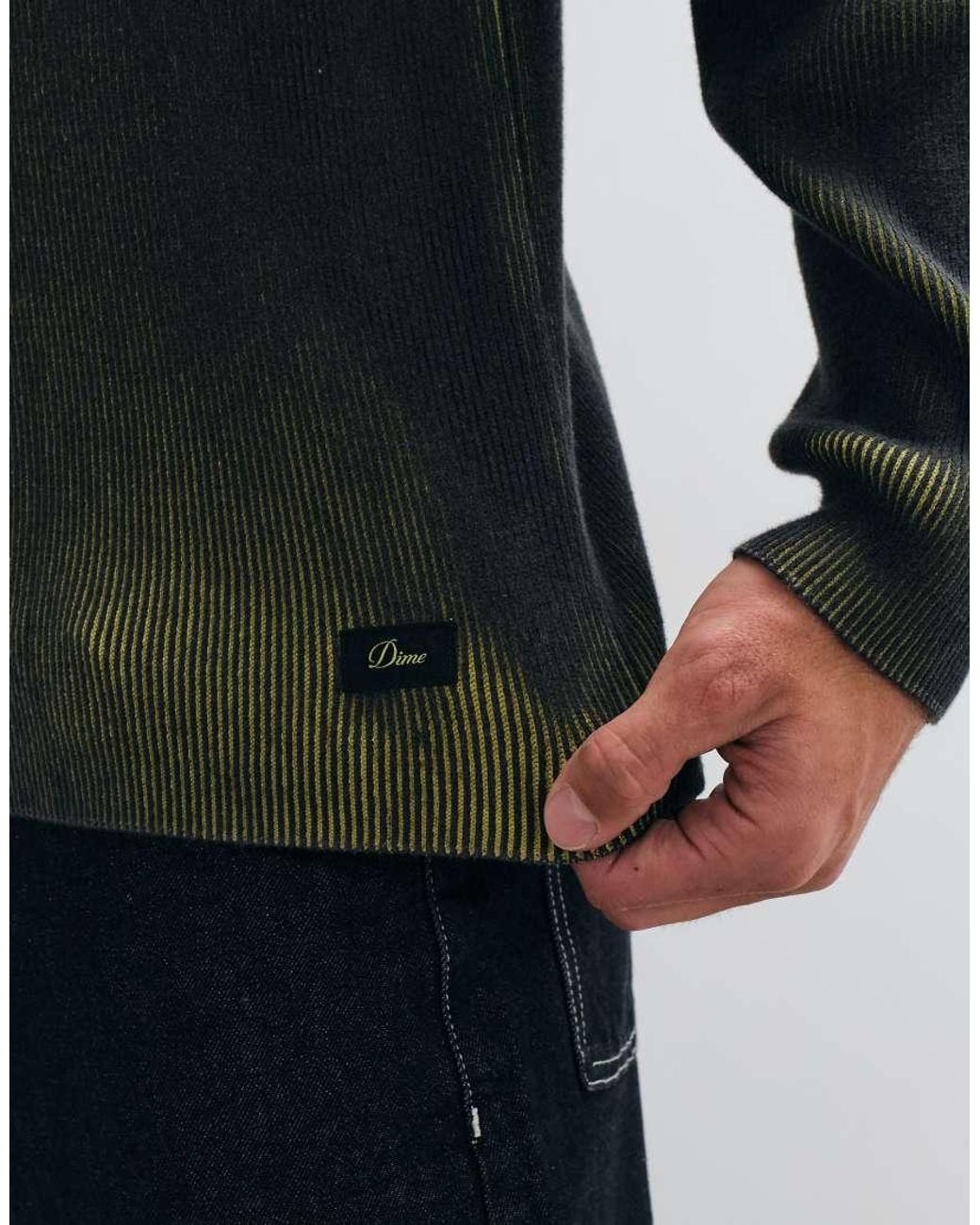 Dime Black Printed Ribbed Knit Jumper for men