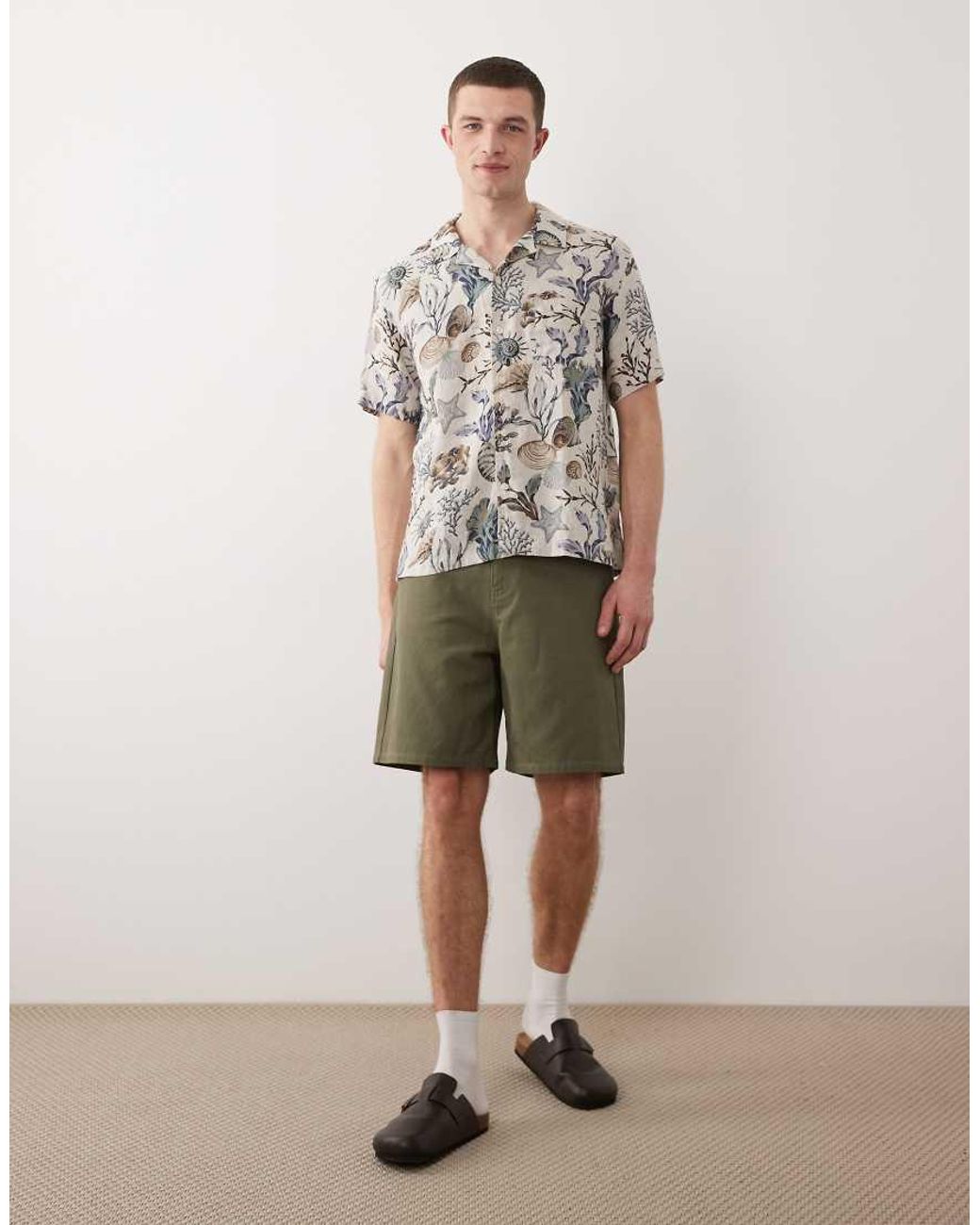 Gant Gray Printed Open Collar Shirt for men