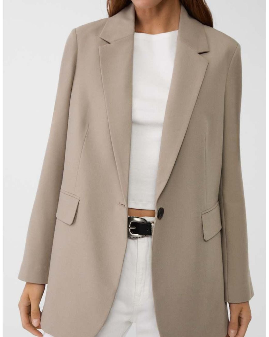 Stradivarius Natural Regular Fit Blazer