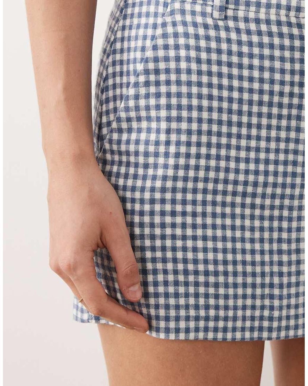 Abercrombie & Fitch Blue Linen Rich Mini Skort