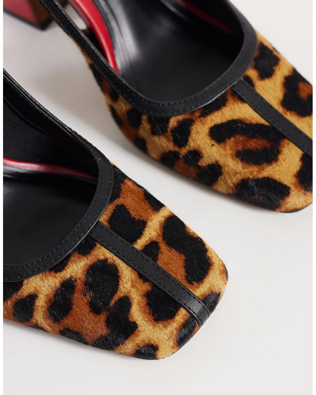 ASOS Pristine Premium Hair On Real Leather Slingback Block Heels in ...