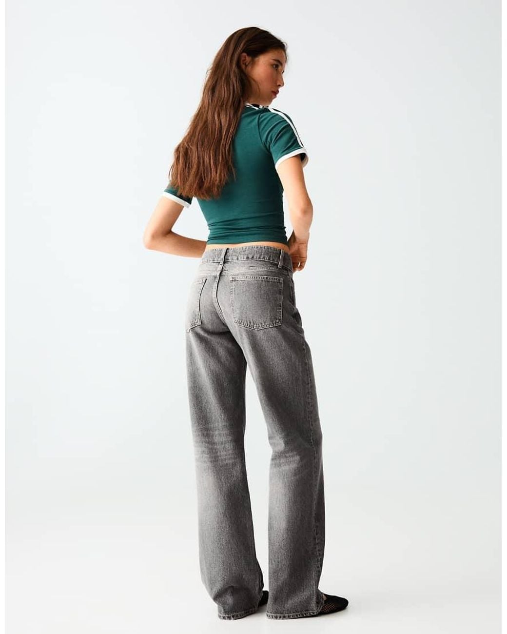 Bershka Black Tall Mid-waist Straight Jeans