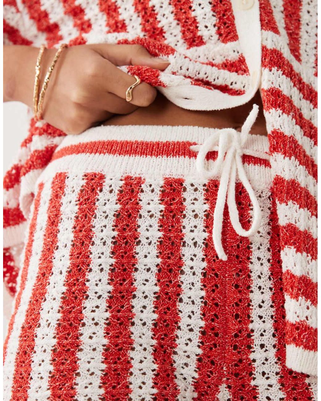 ASOS Pink Slub Stripe Short Co-Ord