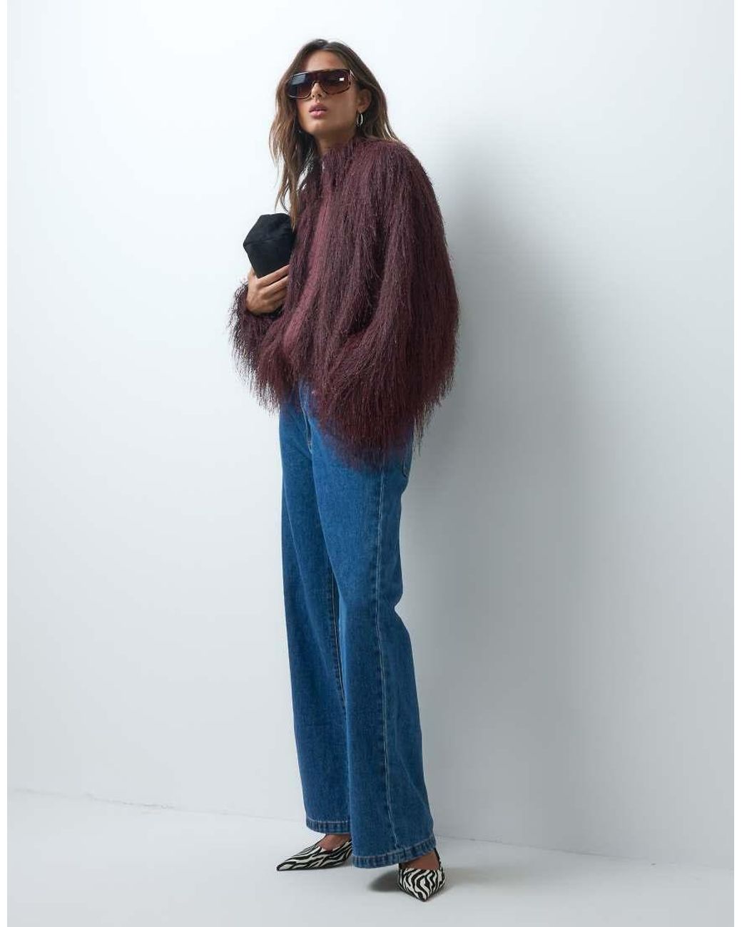 ASOS Purple Fluffy Bomber Jacket