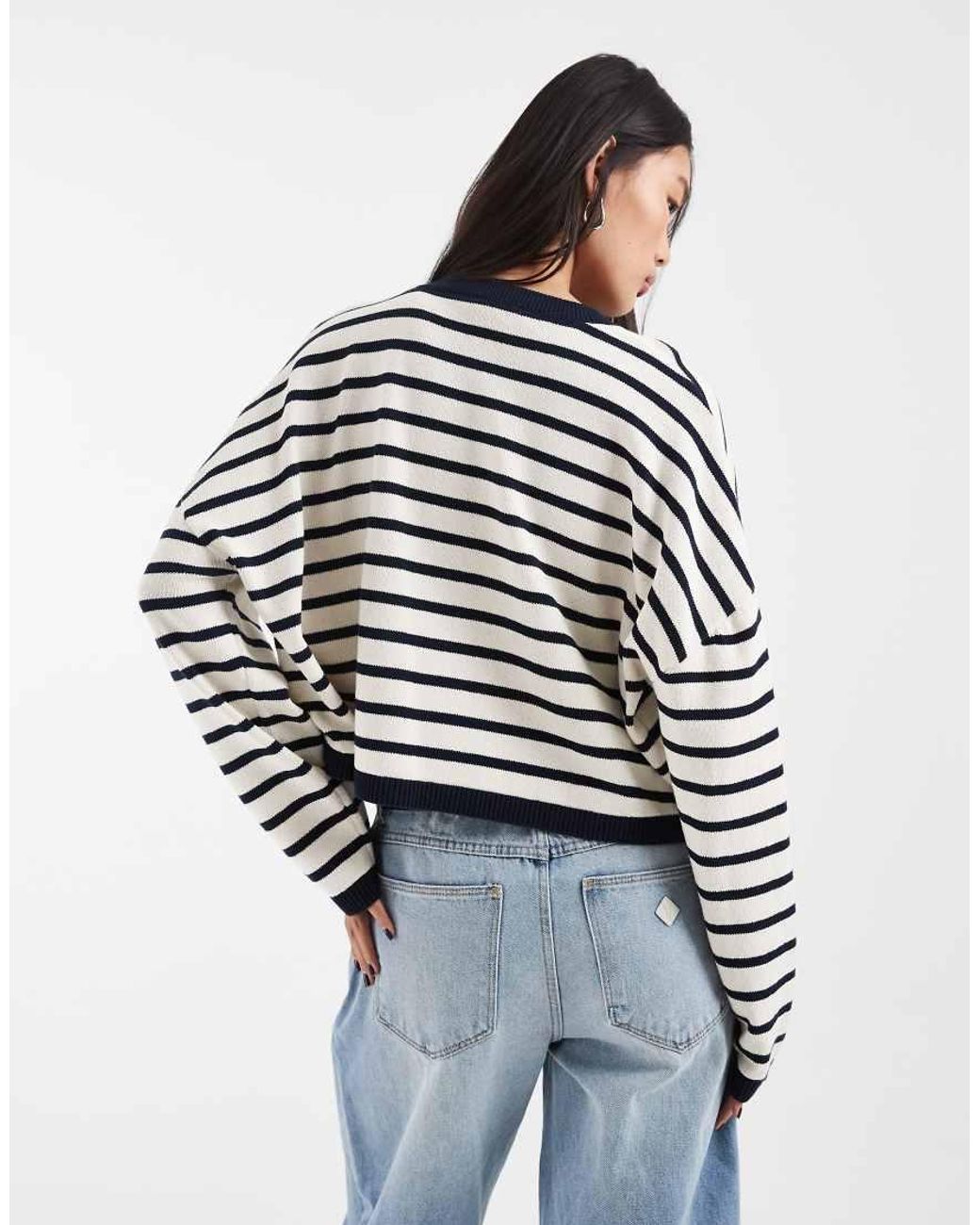 & Other Stories Blue Cropped Oversized Cotton Jumper