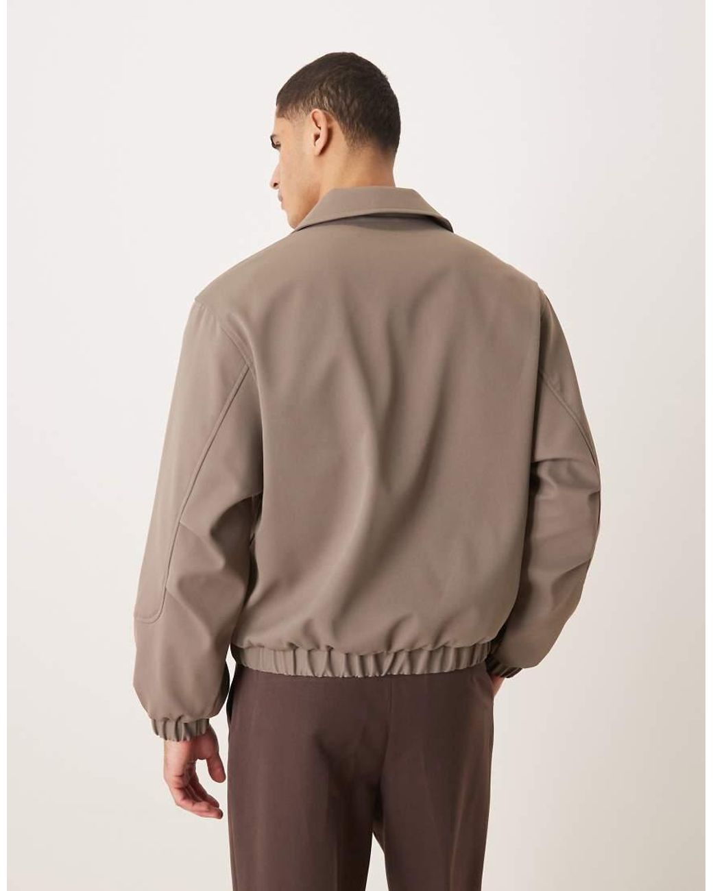 ASOS Natural Relaxed Smart Harrington Jacket for men