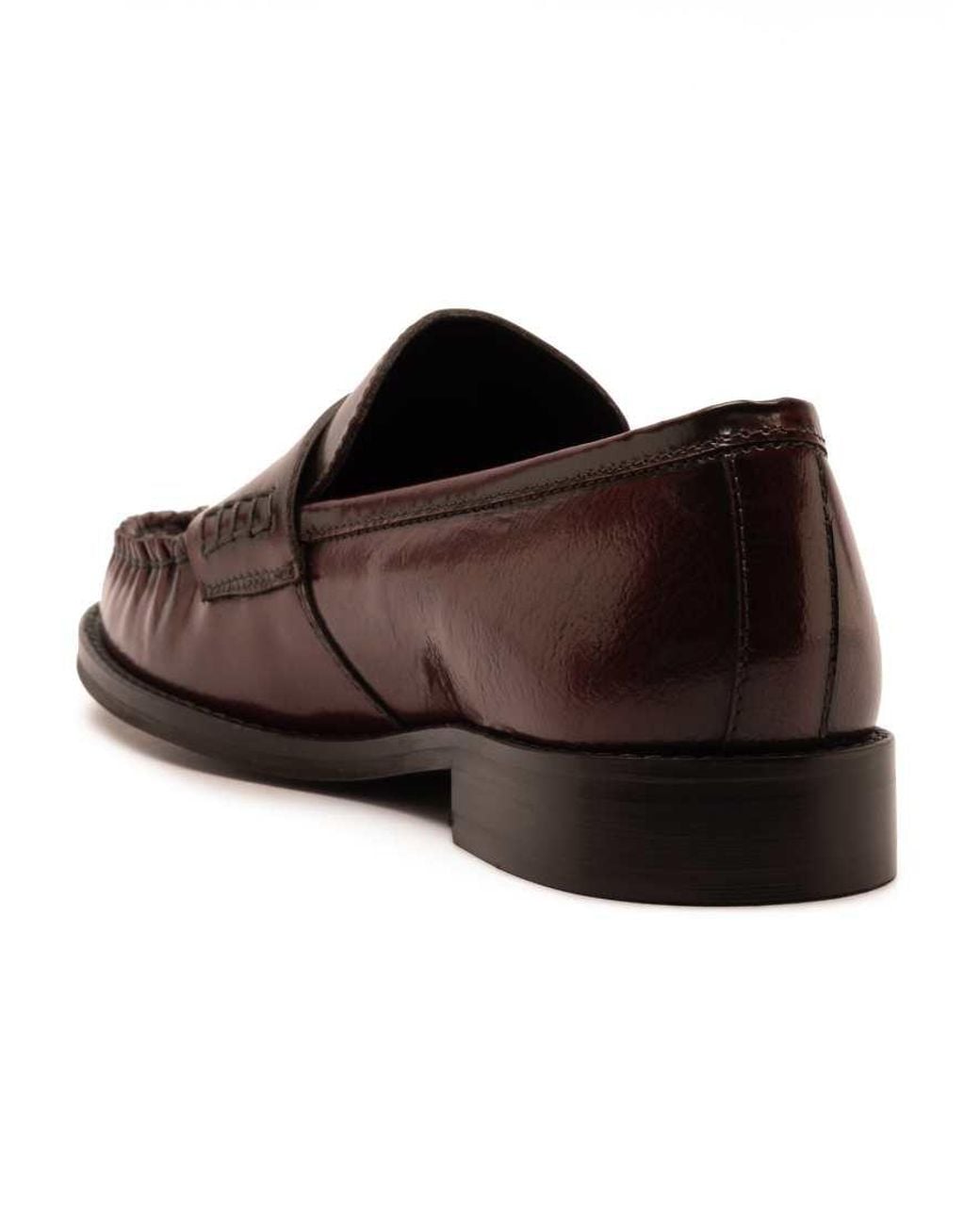 OFF THE HOOK Black Penelope Leather Penny Ruched Loafers