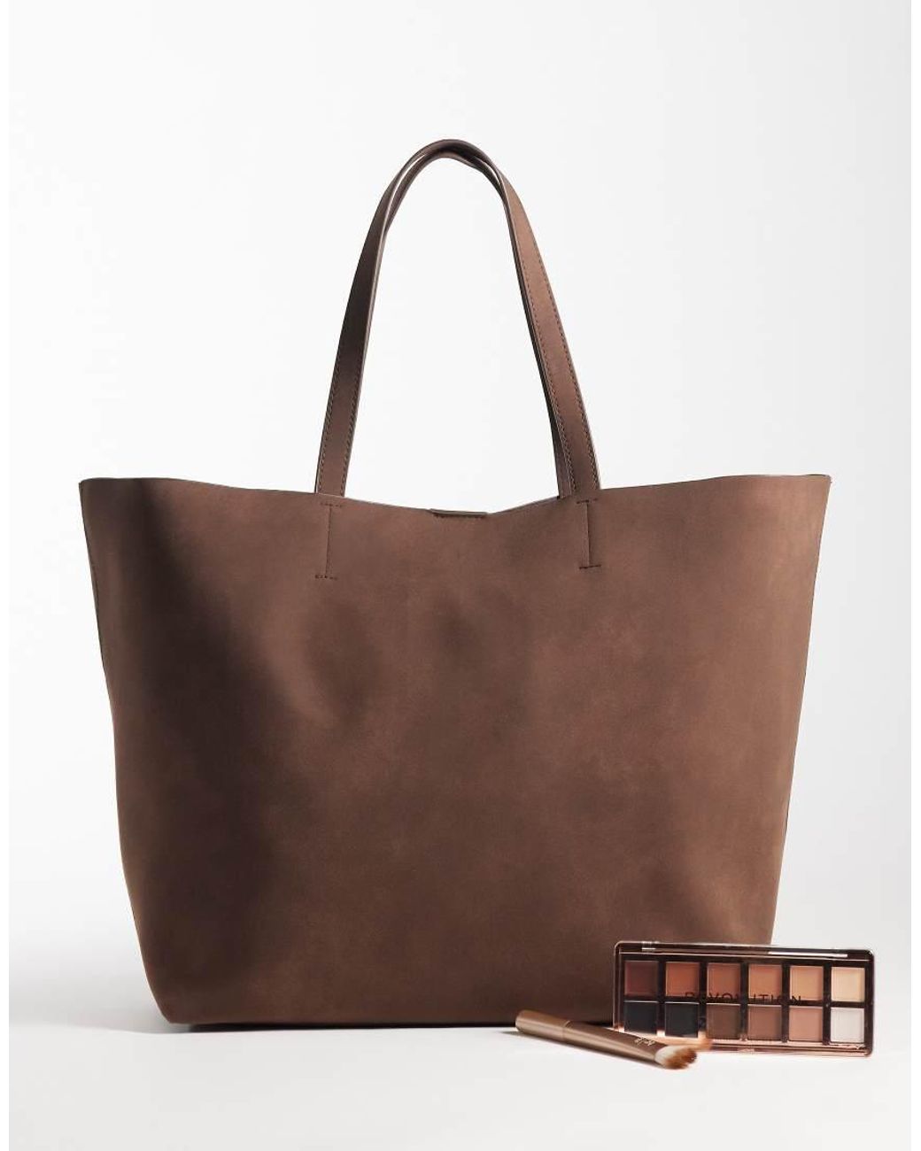 ASOS Brown Oversized Bonded Faux Suede Tote