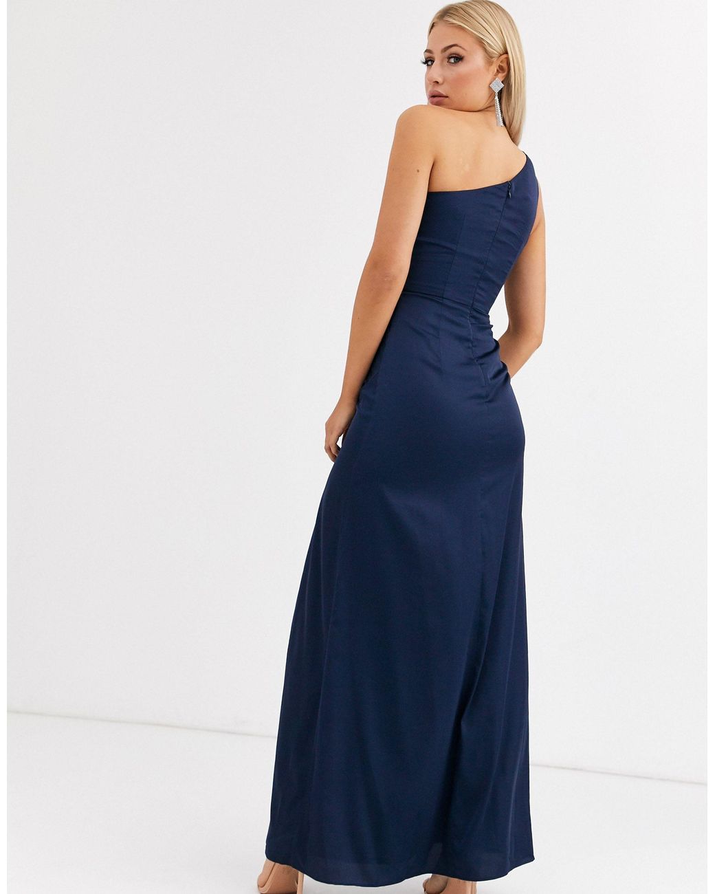 knee length dresses for ladies Levi One Shoulder Maxi Dress with Pleat Detail