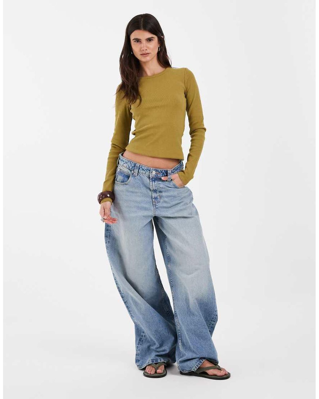 JJXX Blue Long Sleeve Ribbed Top