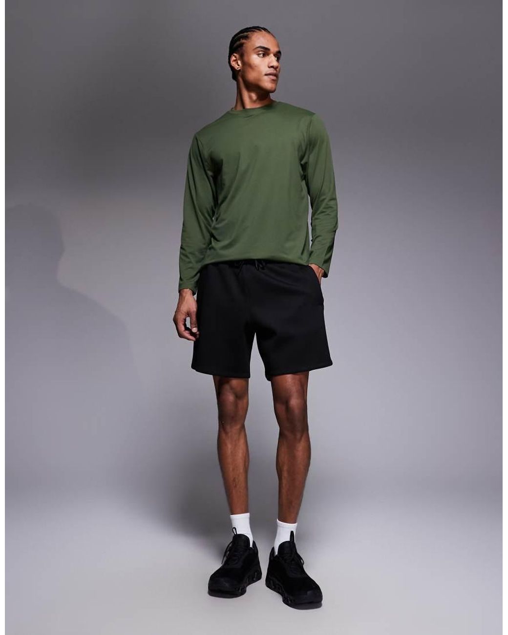 4505 Sweatshort Van Scuba-Achtige Stof Met Ritszakken in het Green voor heren