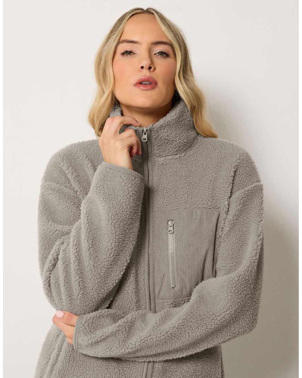 Long Tall Sally Natural Zip Through Fleece Jacket