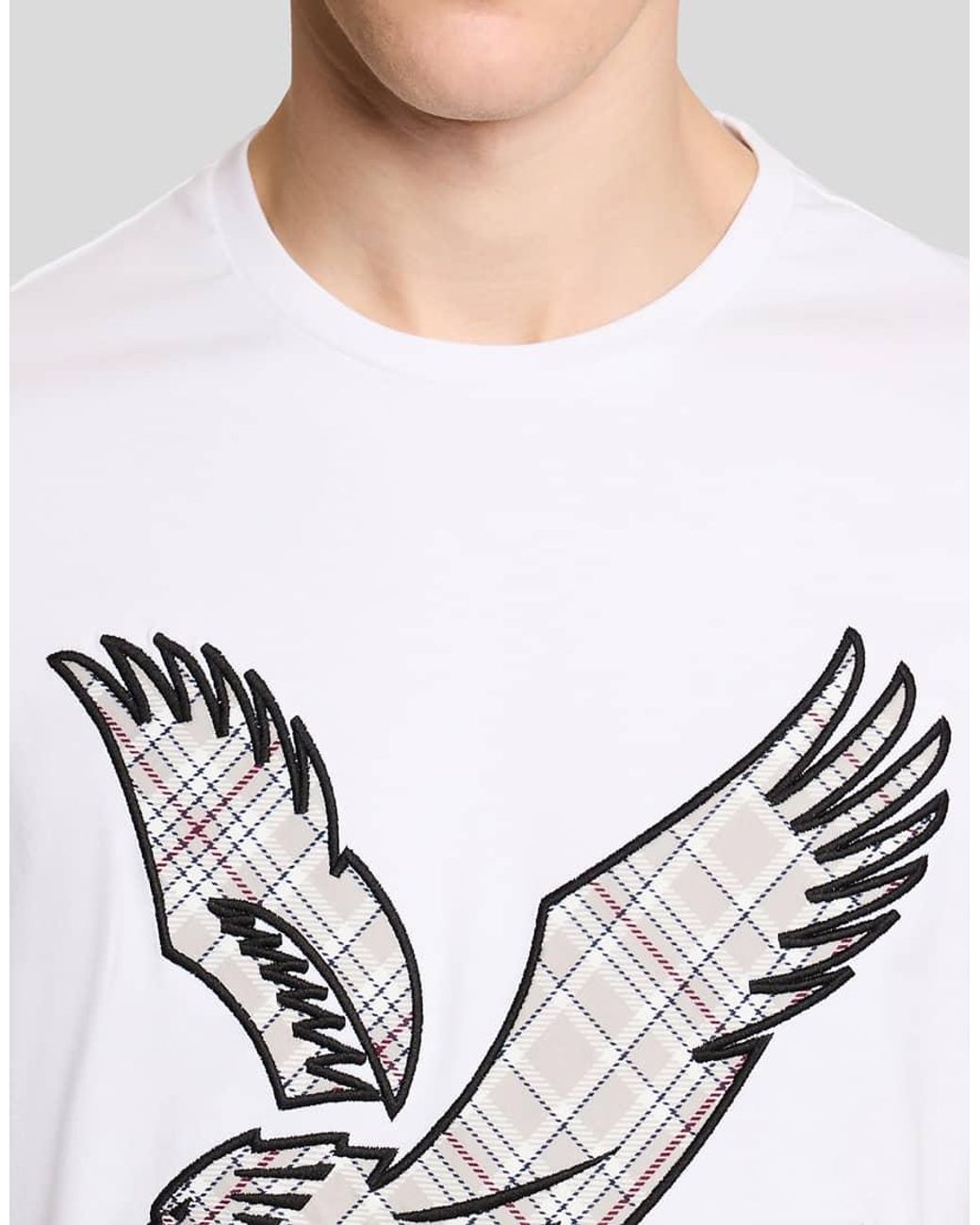 Lyle & Scott White Check Eagle Cotton T-Shirt for men