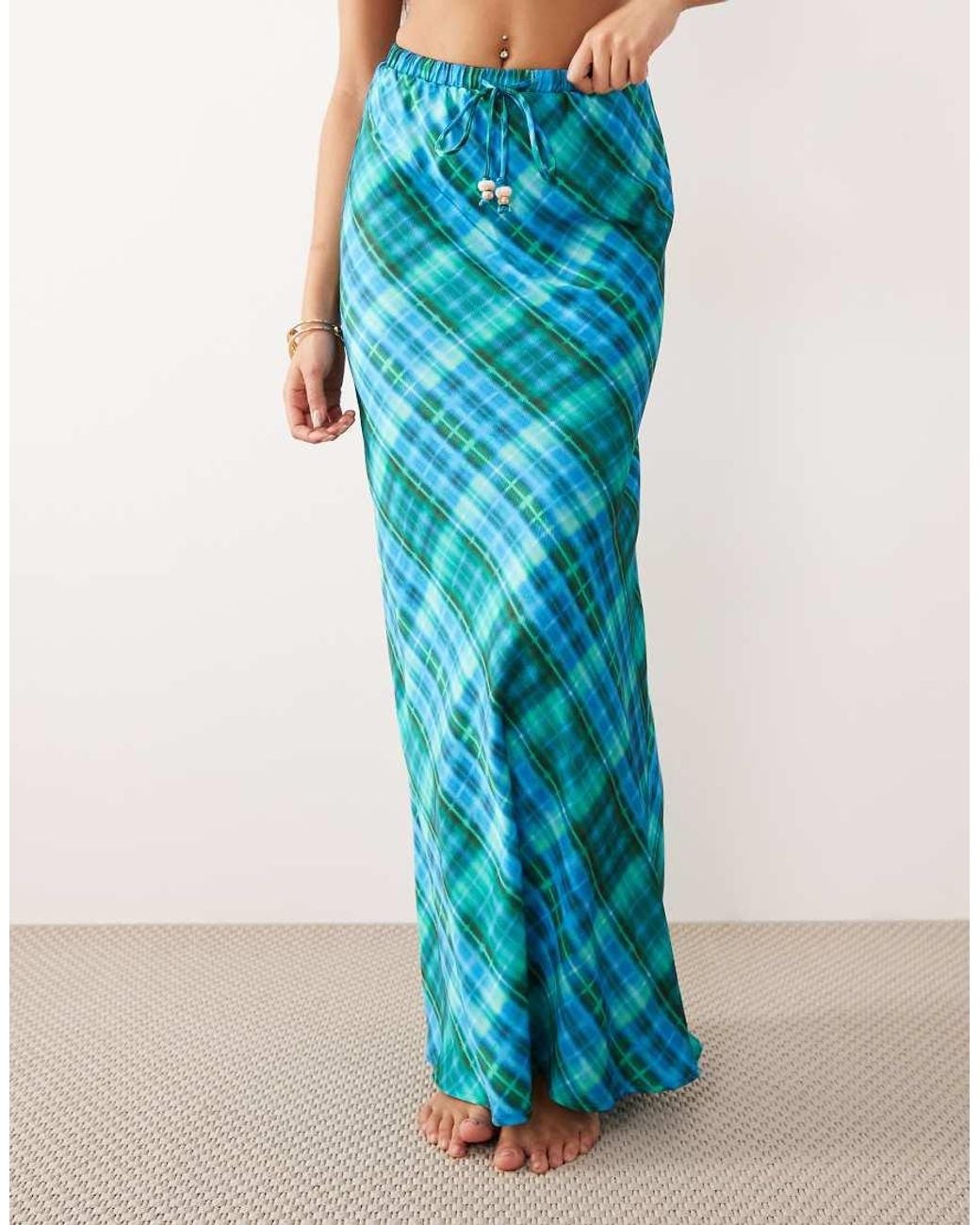 Kulani Kinis Blue Tropic Dip Drawstring Maxi Skirt