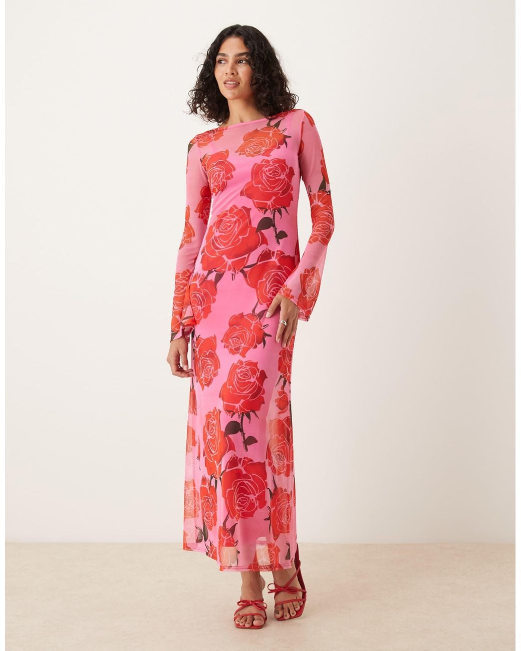 green emerald velvet dress Samuel Printed Ruffled Midi Dress  Maggy London