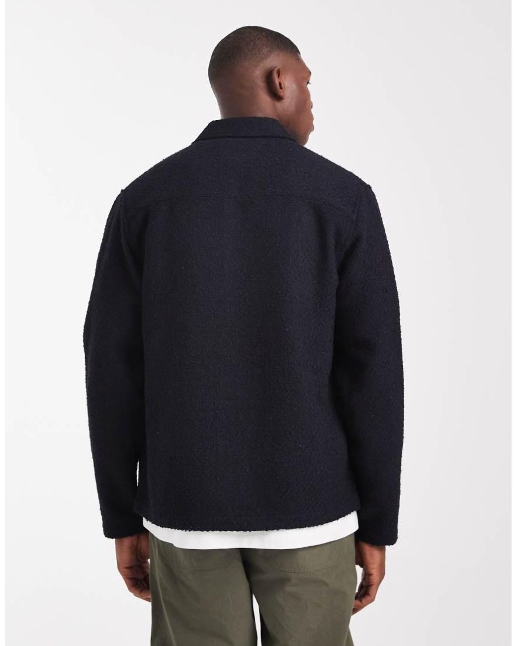 ASOS Blue Textured Boucle Overshirt for men