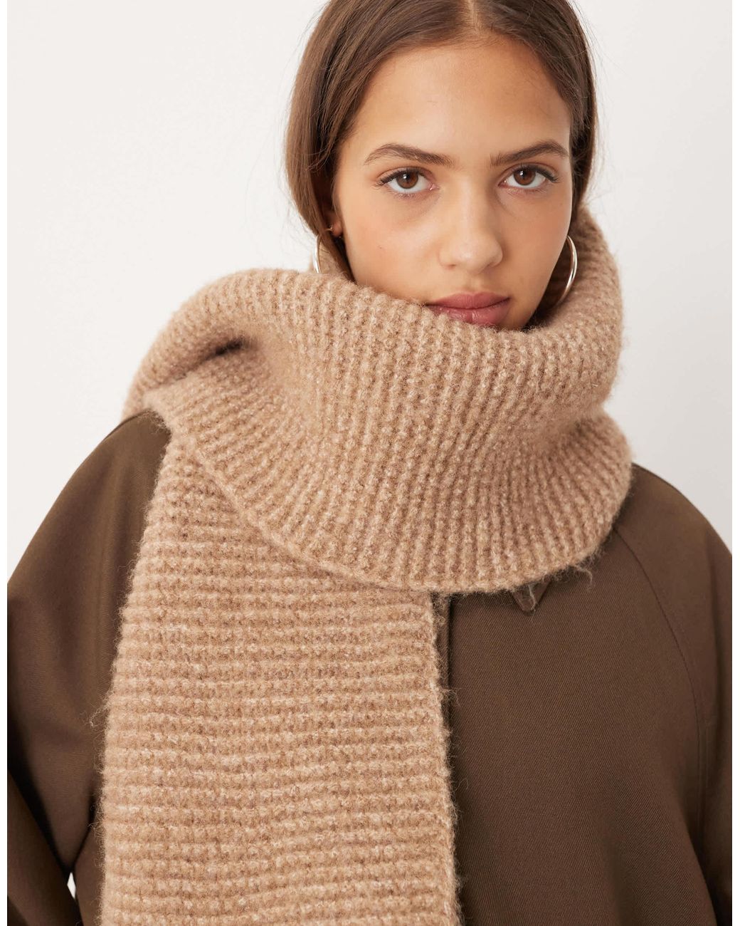 ASOS Brown Wool Mix Knit Scarf