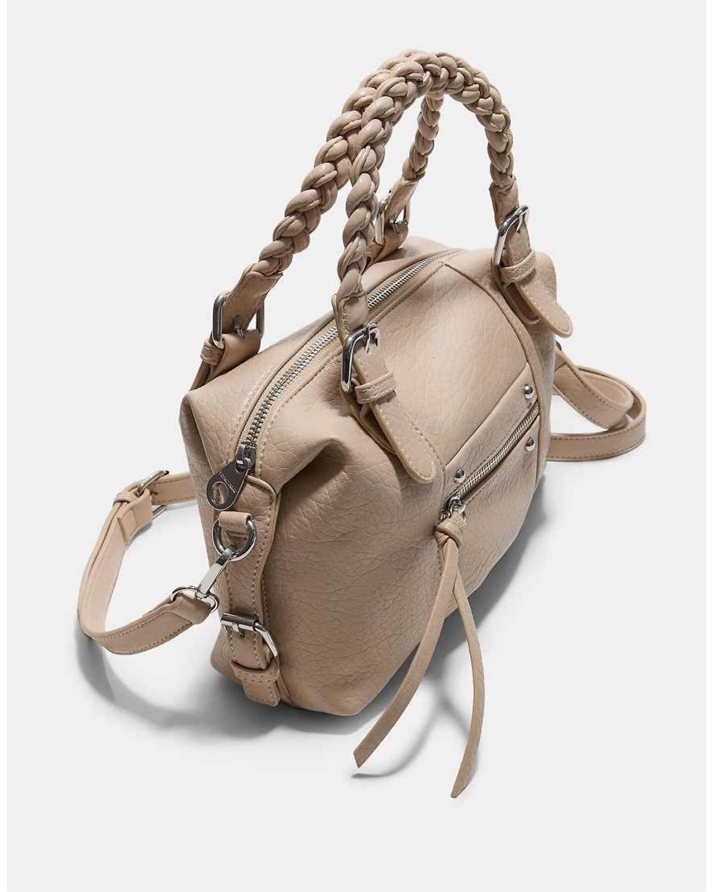 Stradivarius White Braided Handle Bowling Bag