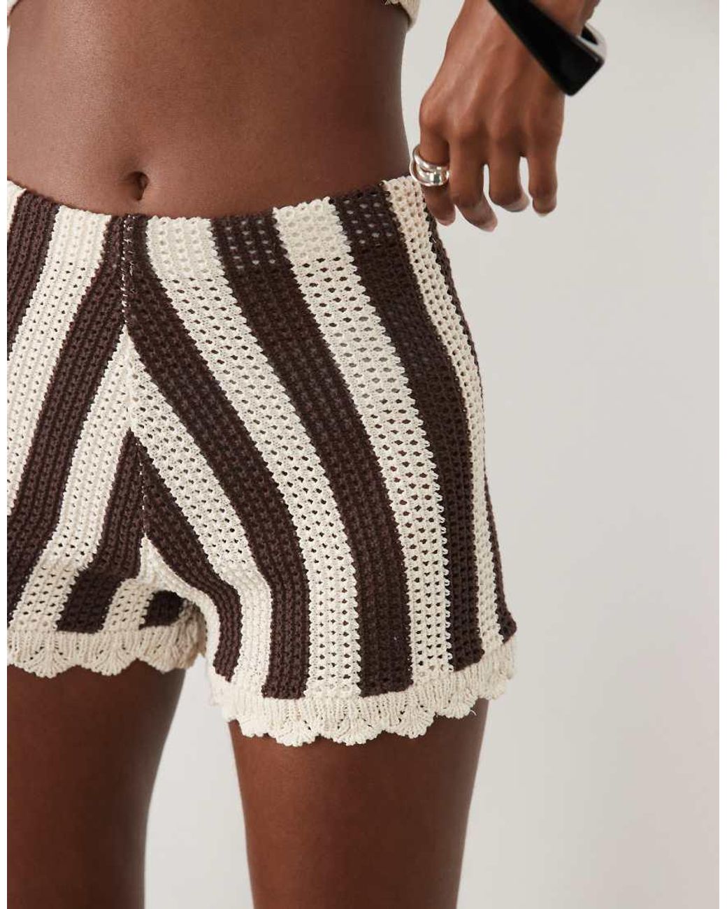 ASOS Multicolor Stripe Crochet Short Co Ord