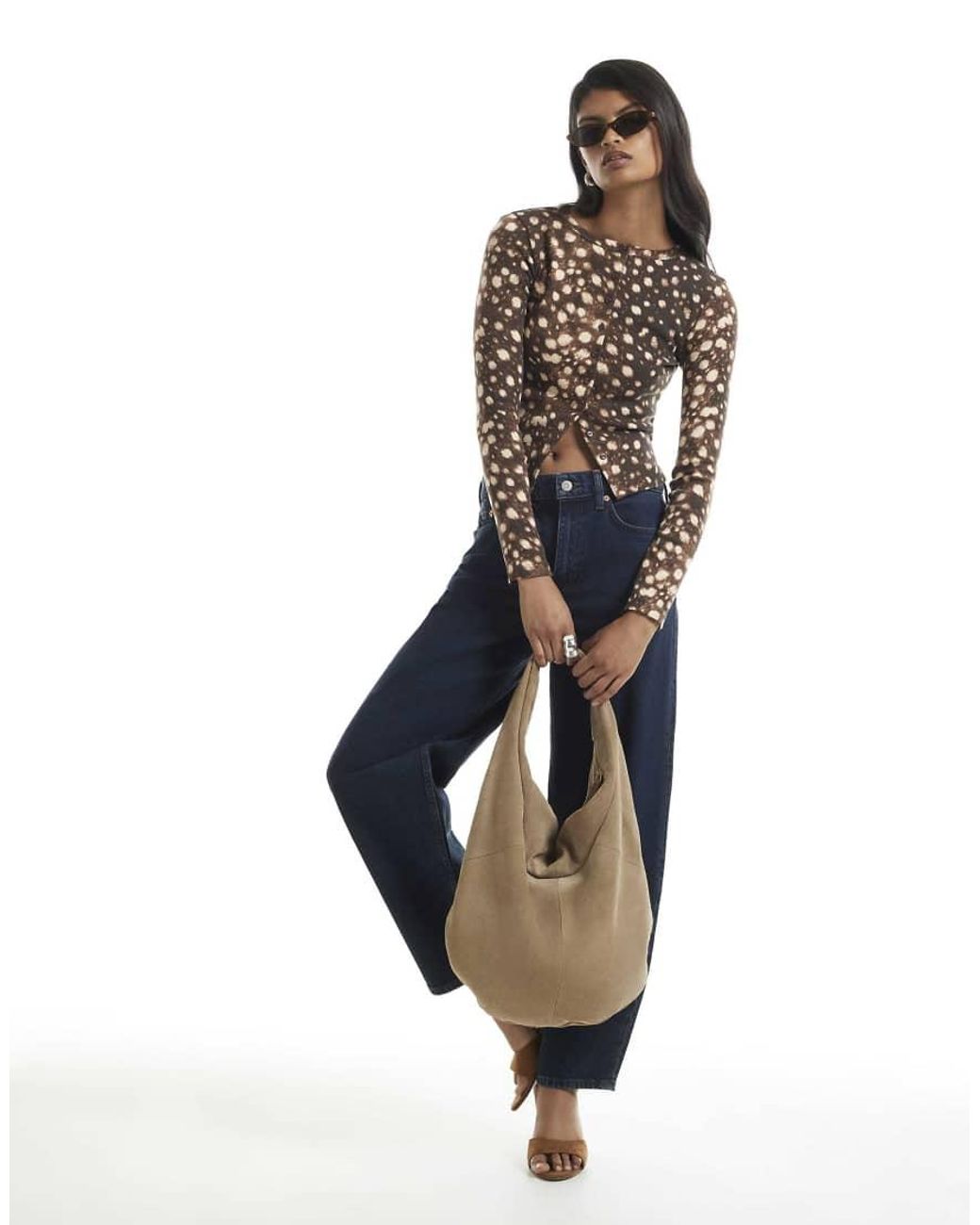 River Island Blue Deer Print Rib Cardigan
