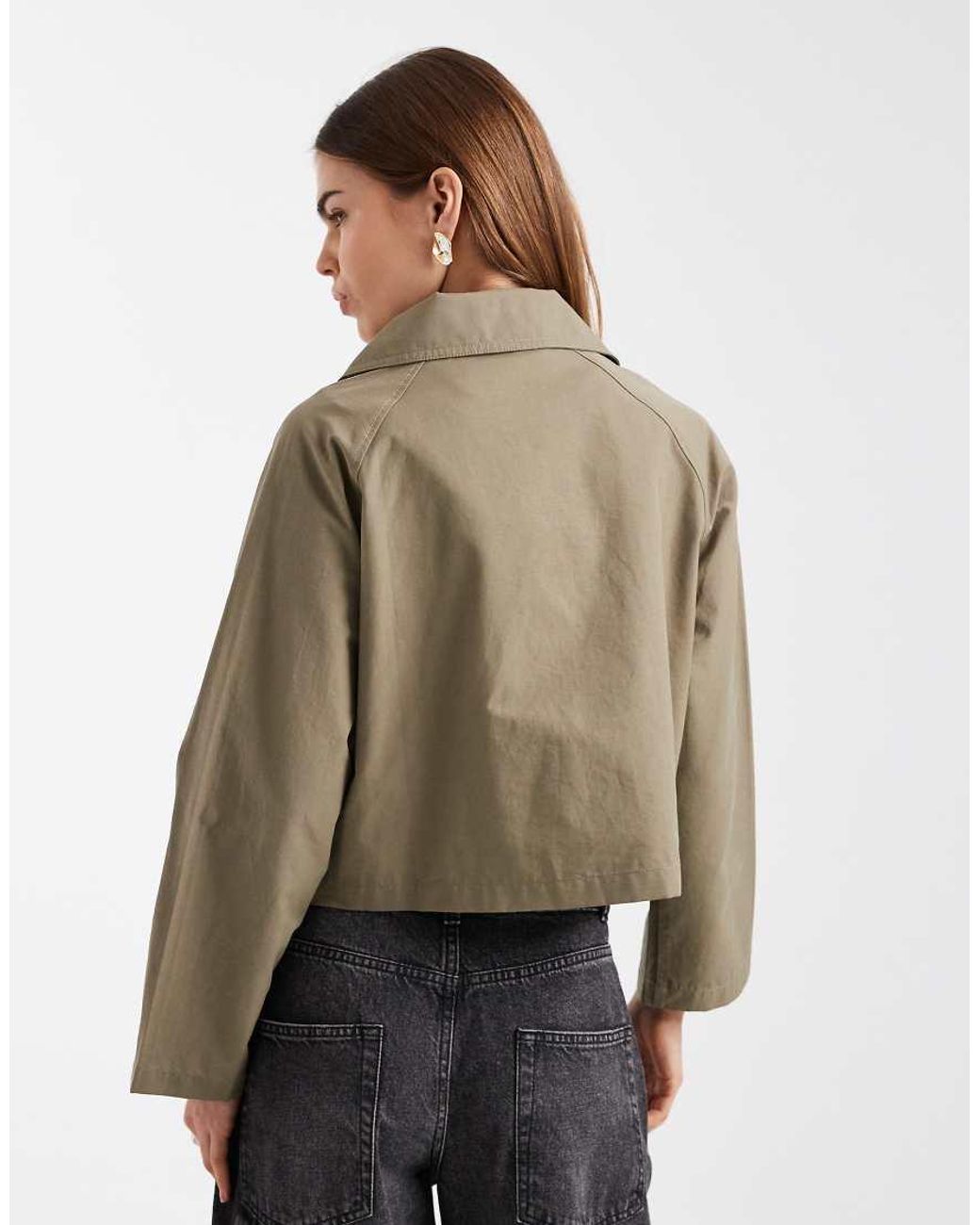 Mango Brown Teen Cotton Rich Cropped Trench Coat