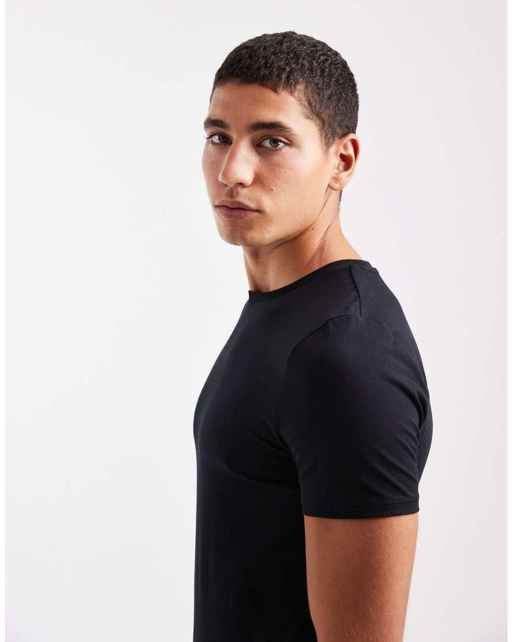 ASOS Black Essentials 2 Pack Muscle Fit T-shirts for men