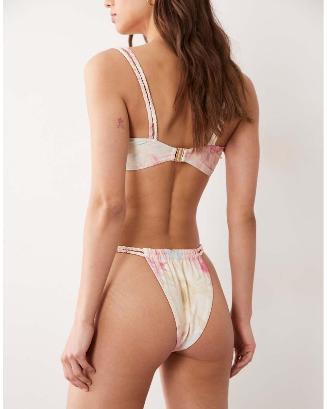 Miss Selfridge Natural Braided Strap Bikini Bottoms