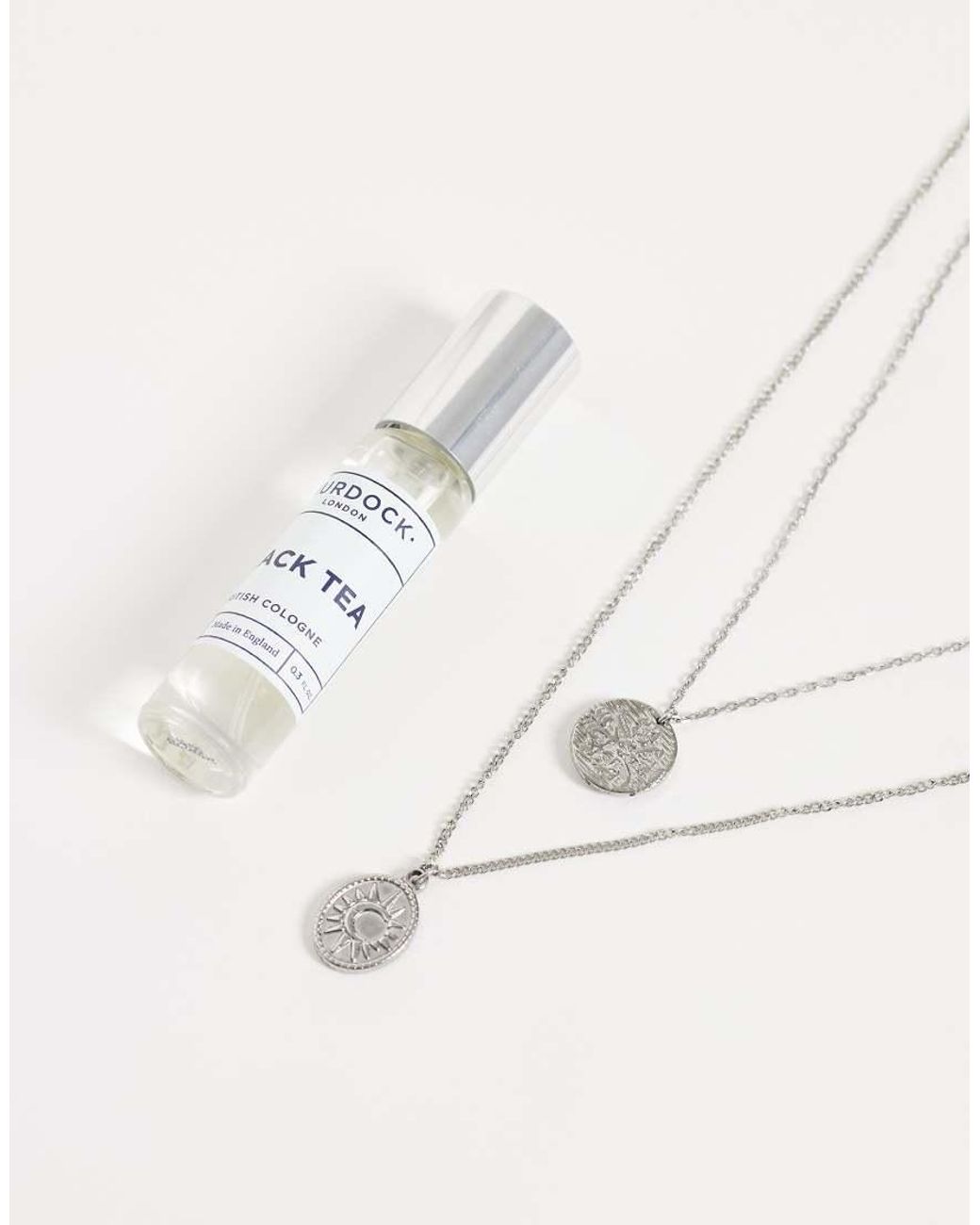 ASOS White Waterproof Stainless Steel 2 Pack Lion And Sun Pendant Necklace for men