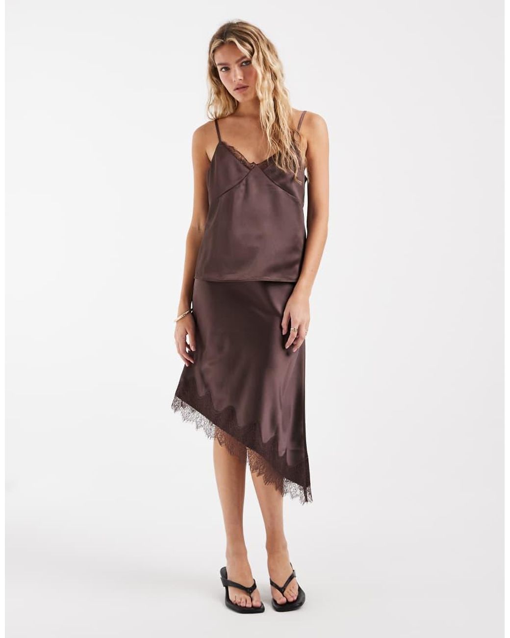 ONLY Purple Lace Details Satin Cami Top Co-ord
