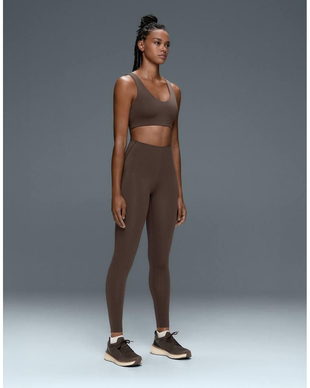 Oysho Gray V-neck Compressive Tank Top