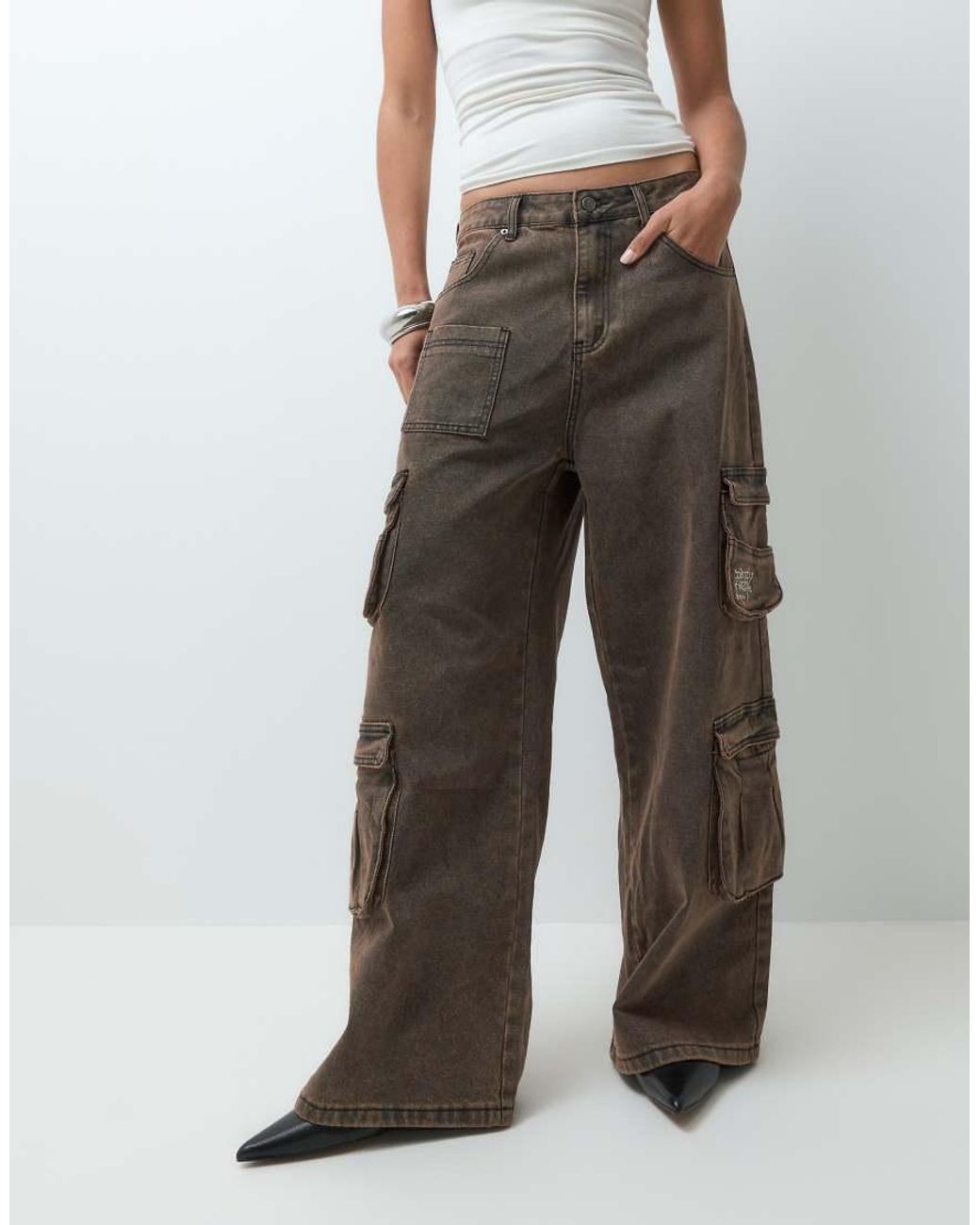 Ed Hardy Brown Rising Phoenix Cargo Jeans