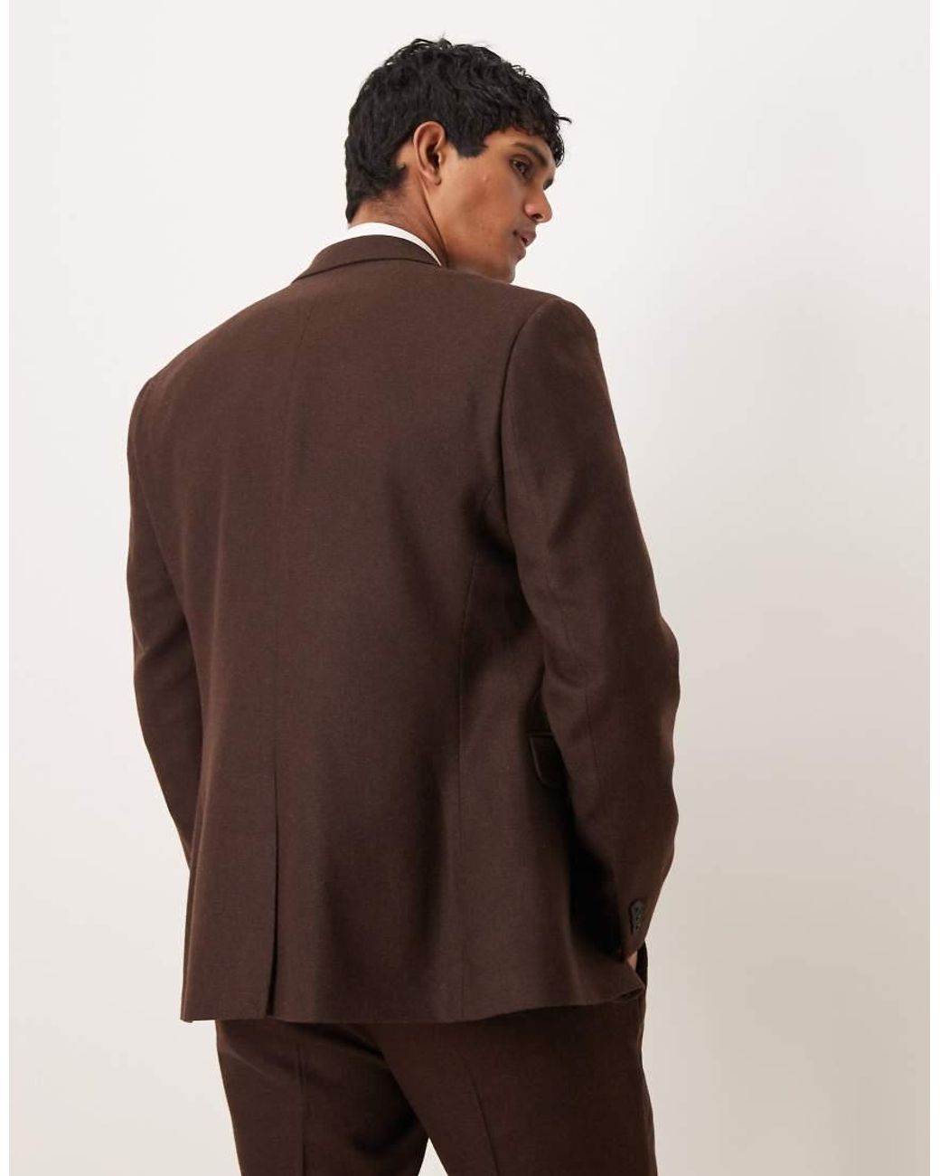 ASOS Brown Slim Suit Jacket With Wool for men