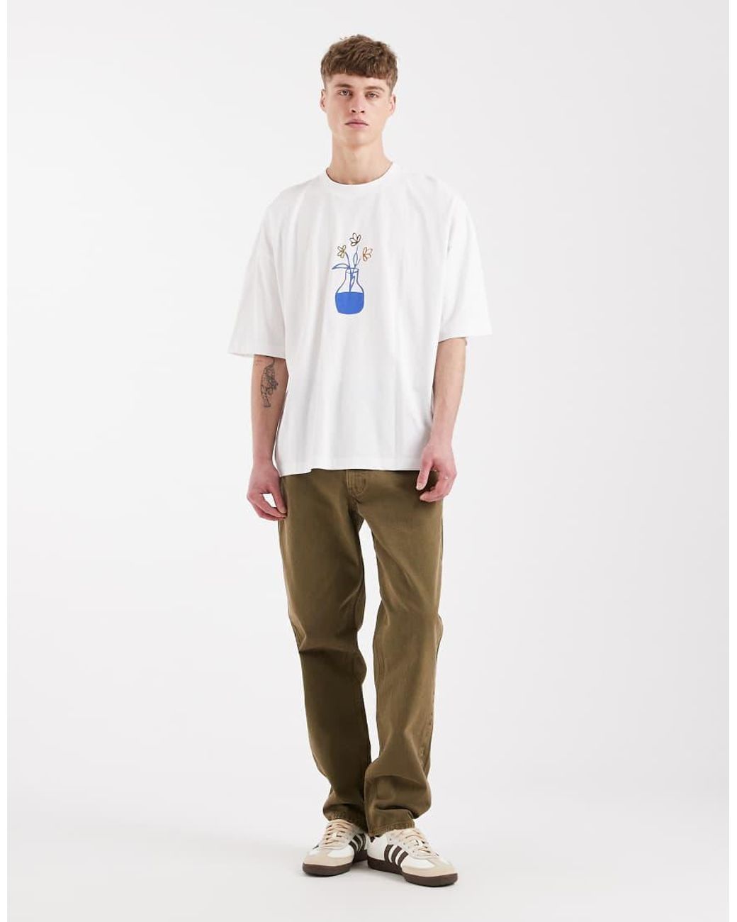 ASOS White Oversized T-Shirt With Floral Print for men