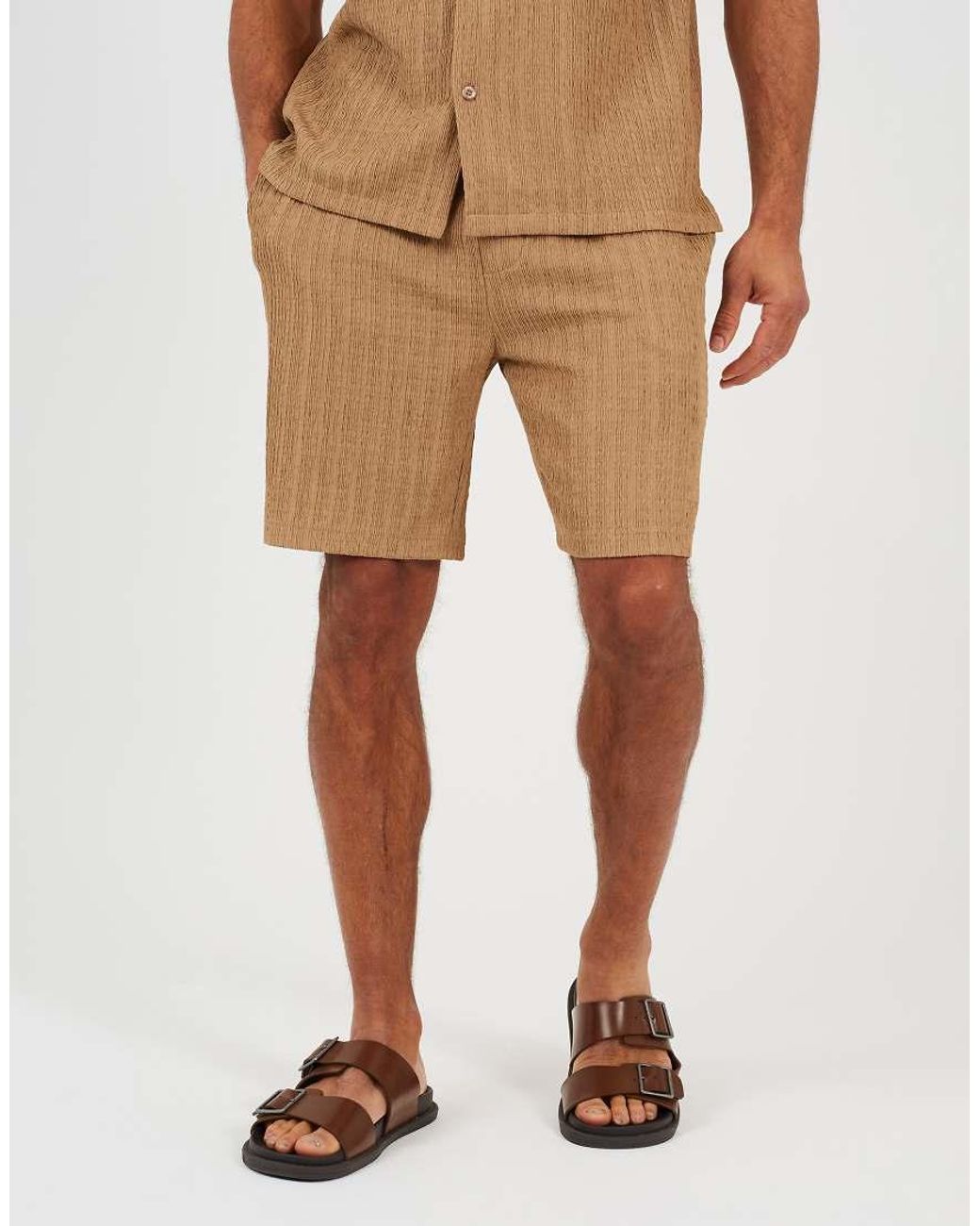 Brave Soul Natural Textured Drawcord Shorts for men