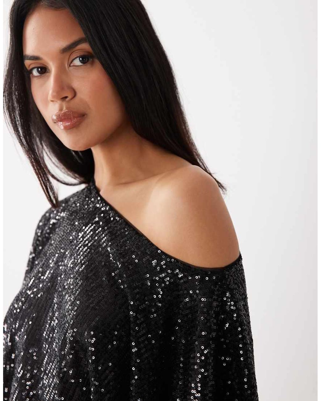 ASOS Black Sequin Cape Top