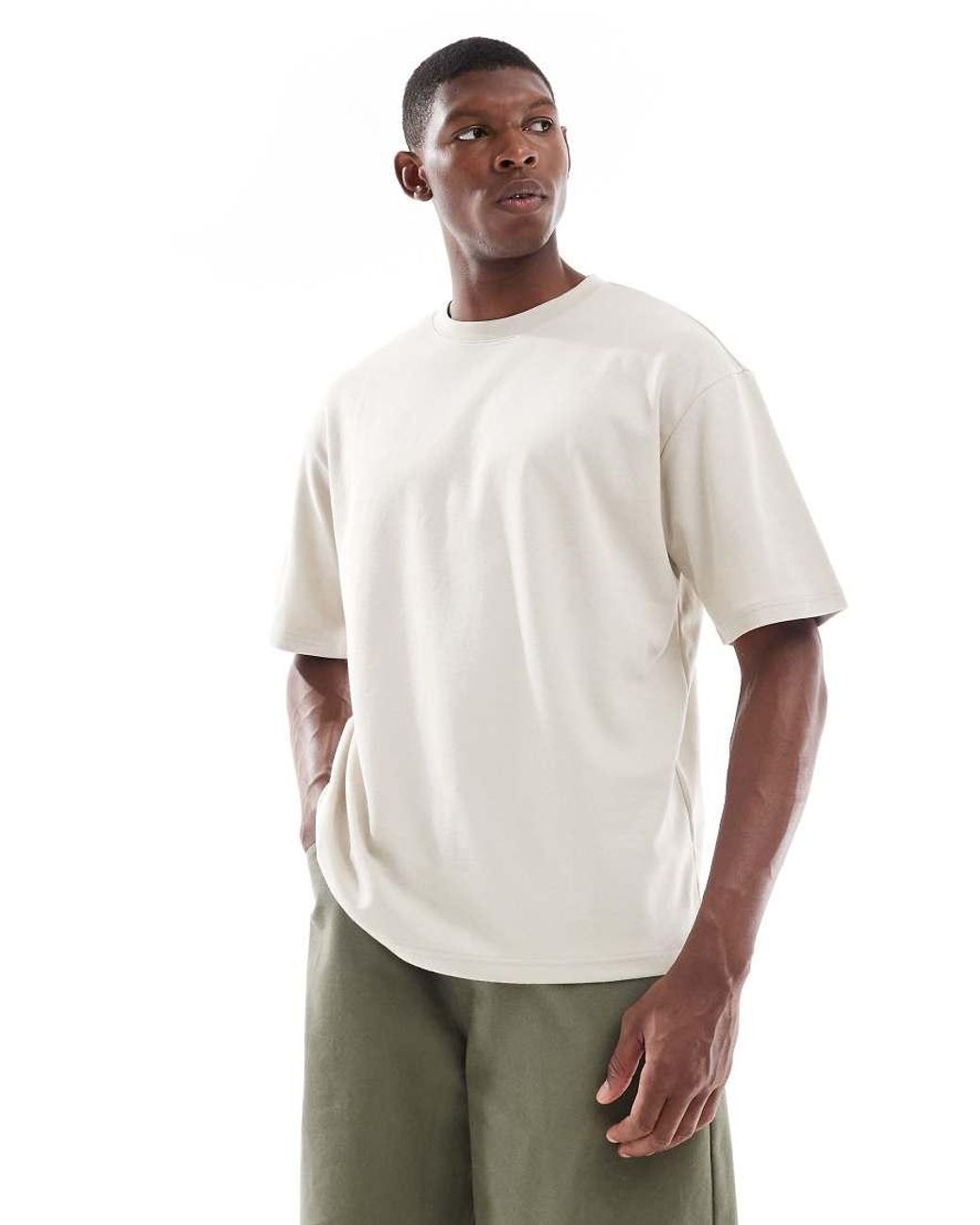 Only & Sons White Relaxed Fit Airflex T-shirt for men