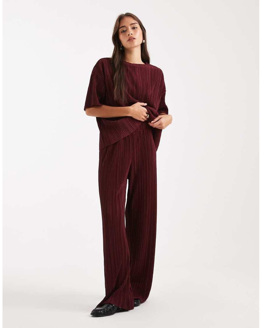 ONLY Rechte Plissé Top in het Red