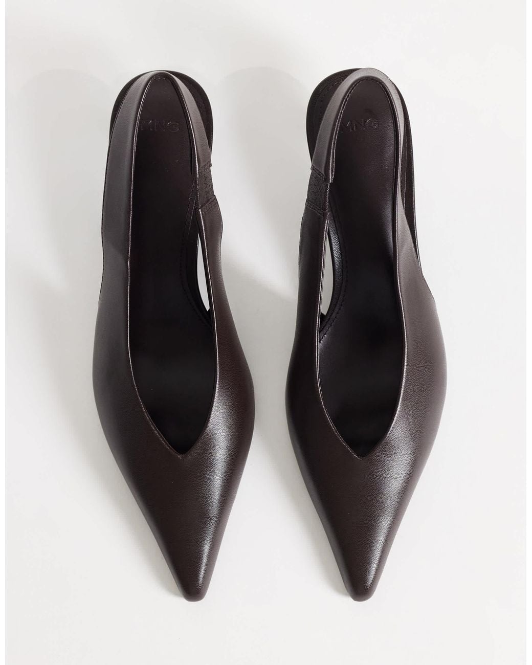 Mango White Slingback Pointed Heeled Shoe