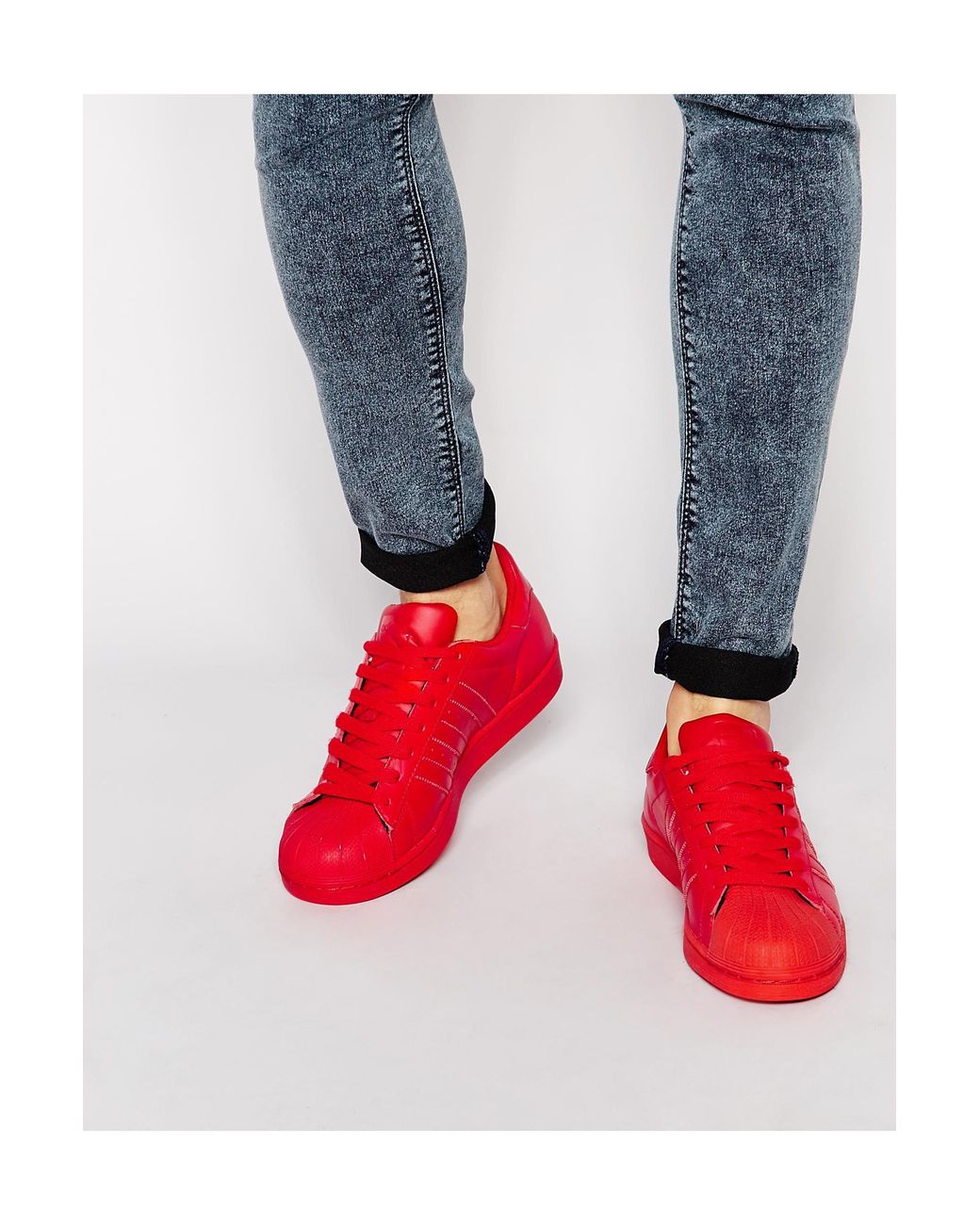 adidas Originals Men's Red X Pharrell Williams Supercolour Superstar  Sneakers S41833