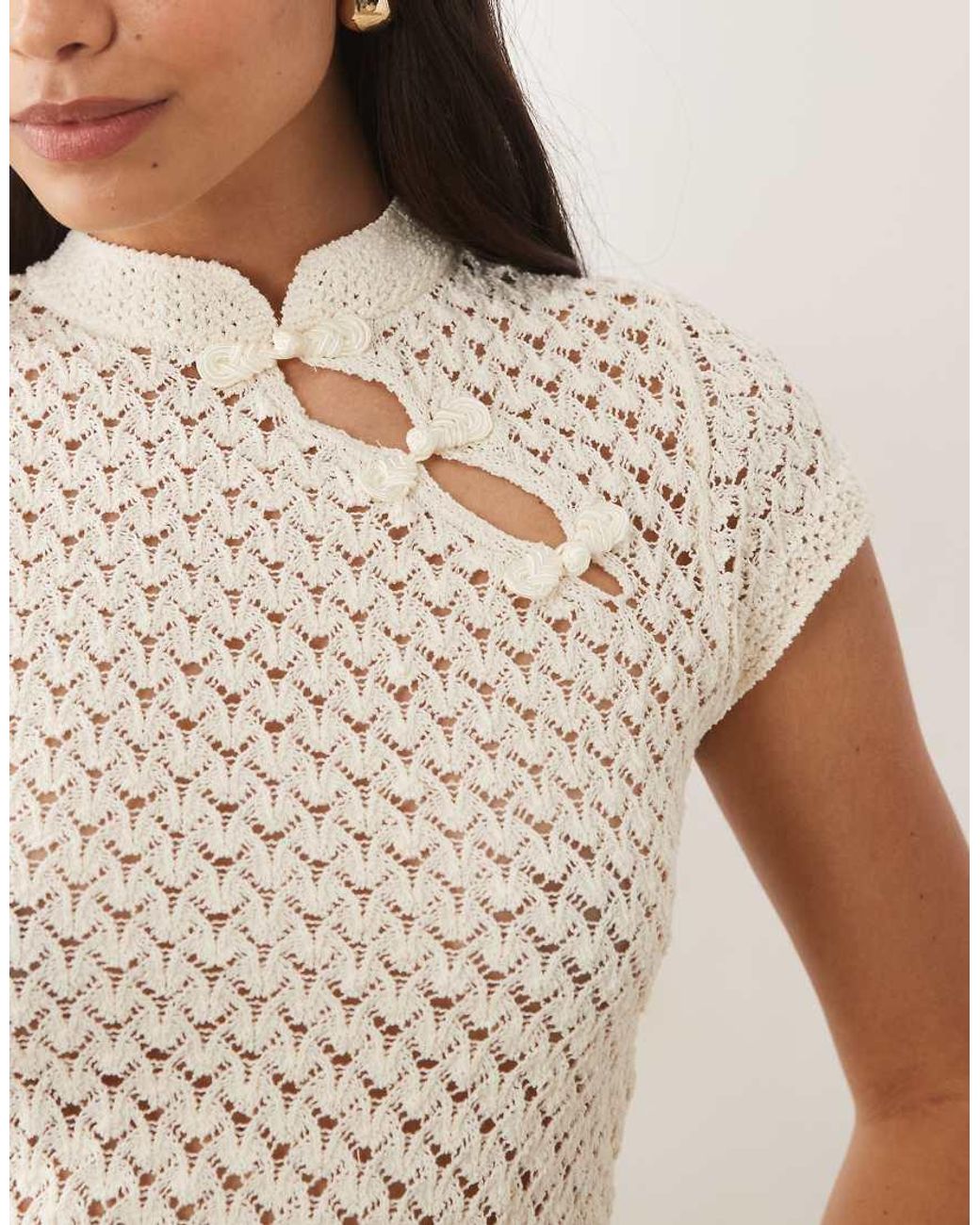Mango White Shanghai Knit Top