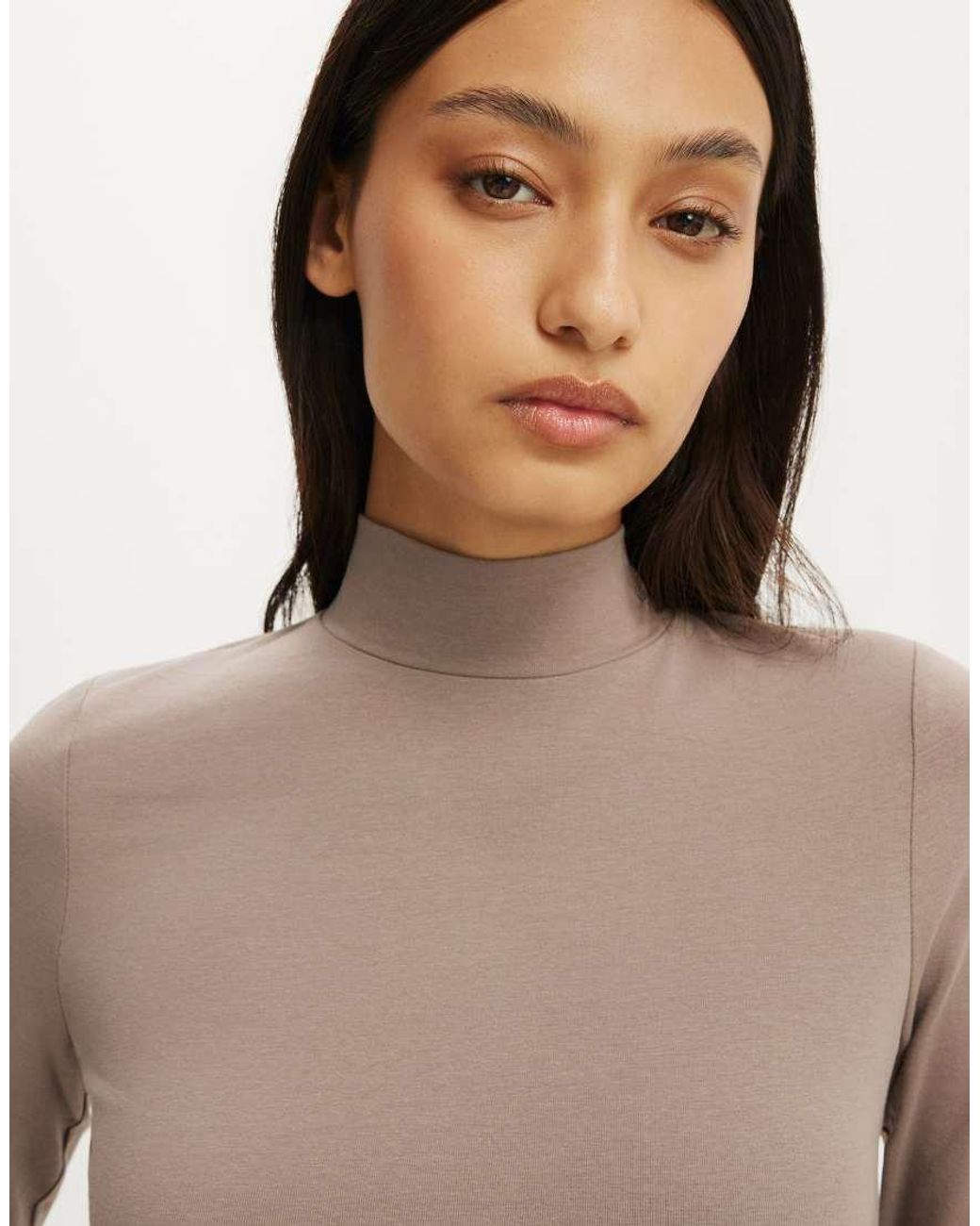 Cotton On Gray 90S Mock Neck 3/4 Sleeve