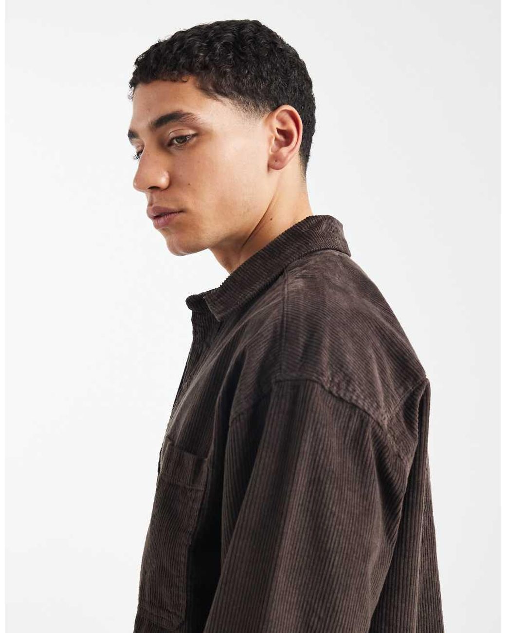 ASOS Brown Oversized Cord Shirt for men