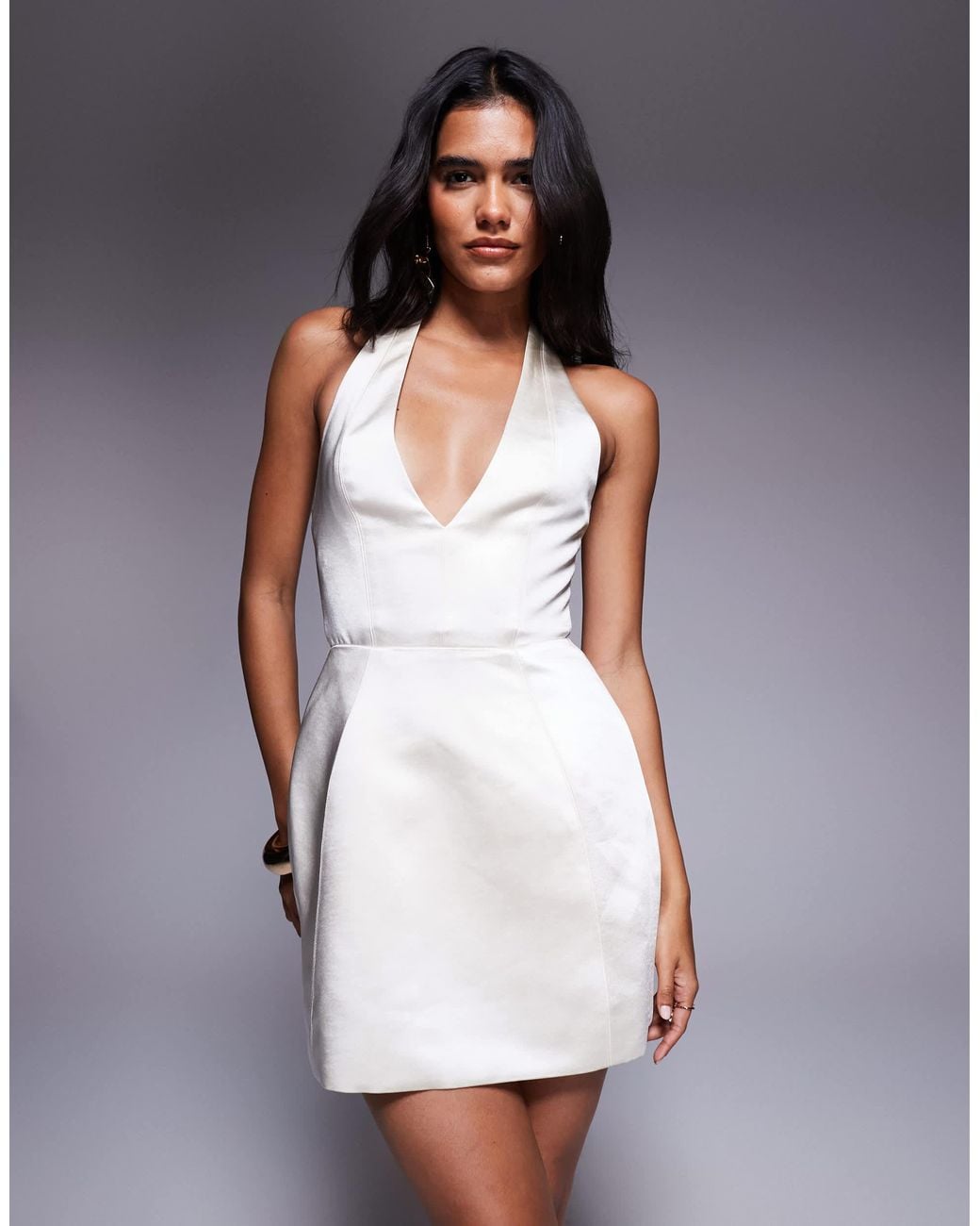 Oh Polly Harmonia Structured Mini Dress in Gray | Lyst