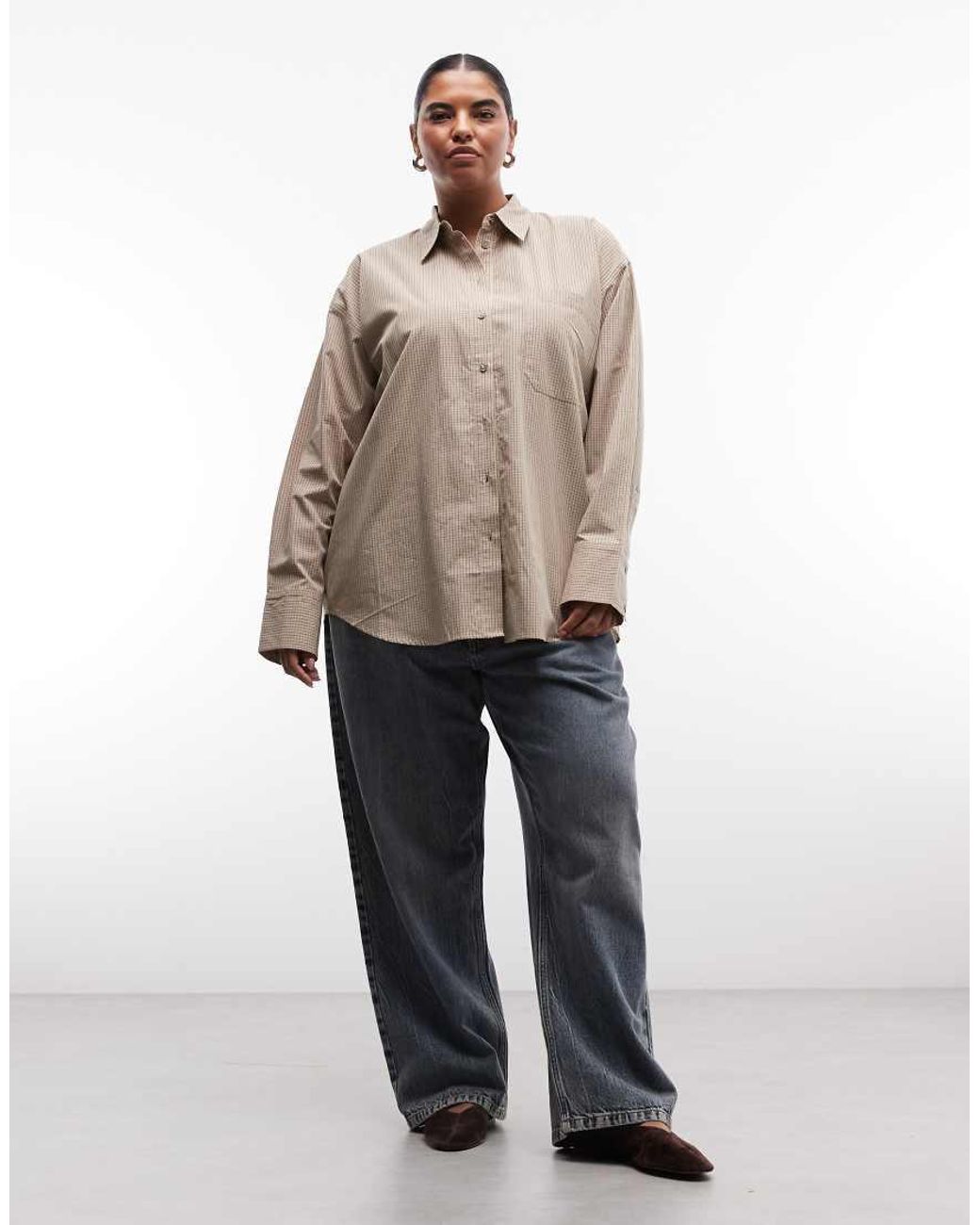 ASOS Brown Asos Design Curve Classic Cotton Shirt