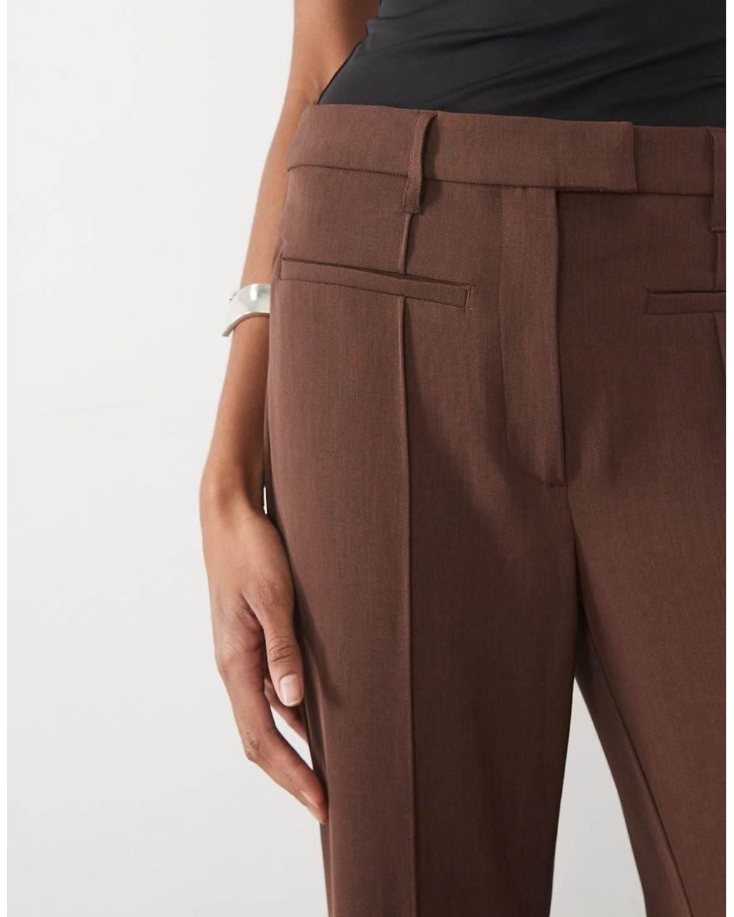 ASOS Brown Tall Tailored Slinky Flare Trousers