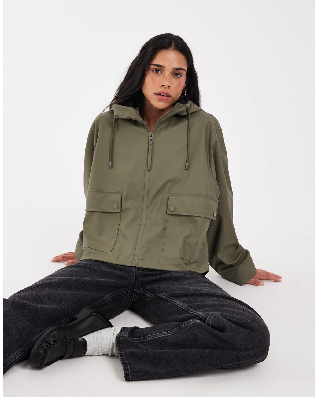 ONLY Green Hooded Rain Jacket